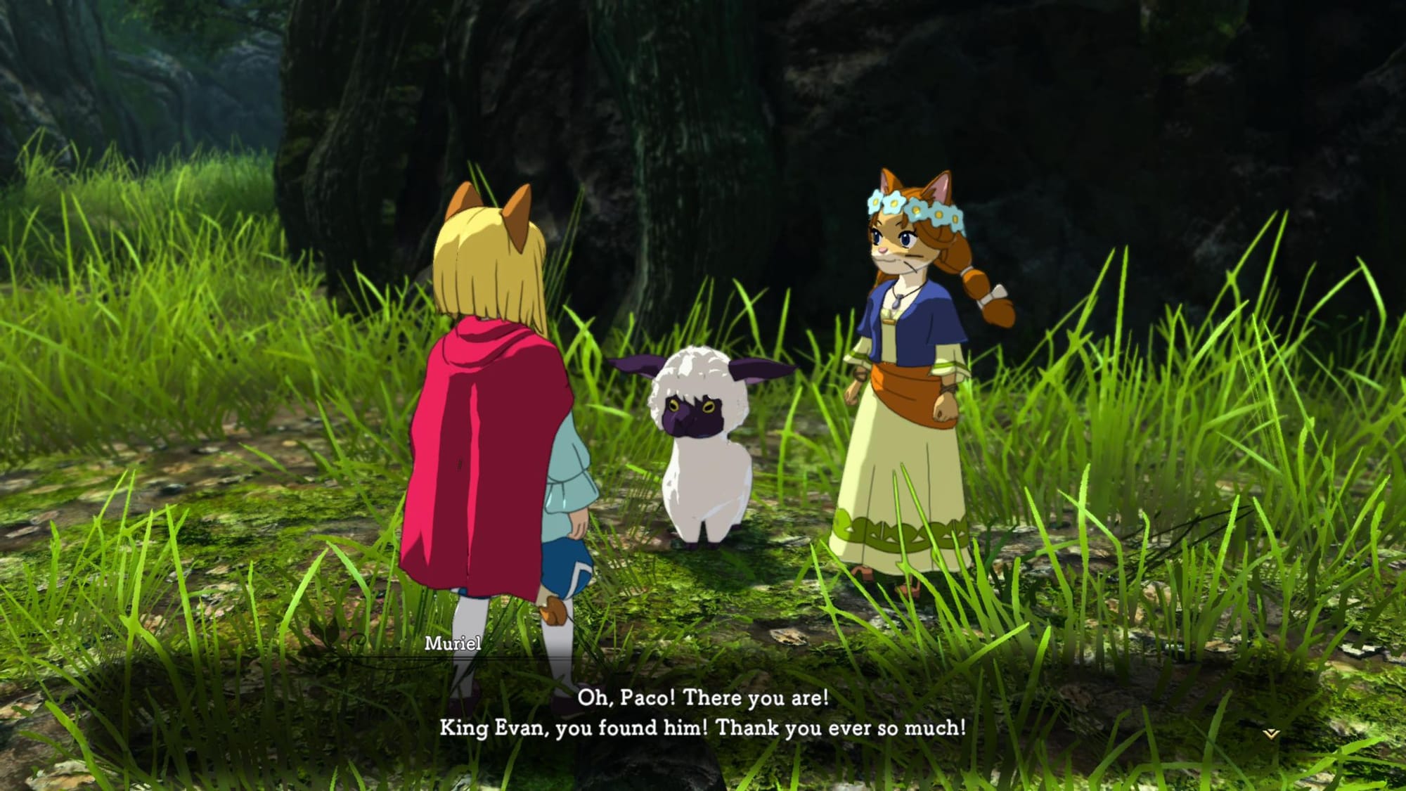 Kuvankaappaus pelistä, Prinssi Evan keskustelee sivutehtävän hahmon kanssa.